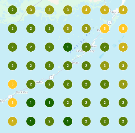 February 5, 2025 local ranking grid for Spearfishing Charter across the Florida Keys