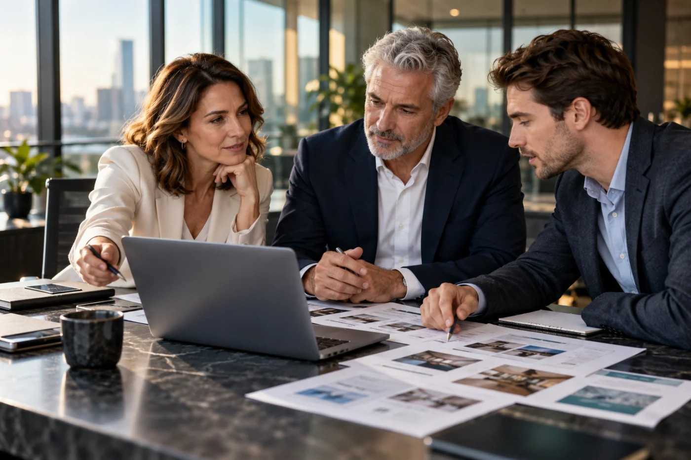 Business professionals discussing a website strategy